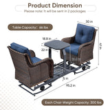 Belord 2-Person Outdoor Wicker Glider Loveseat with Integrated Side Table & Cushioned Seats, NTC Series - Belord