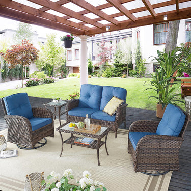 Patio Single PE Wicker Swivel Glider Chair with Thick Cushions, NDS Series - Belord