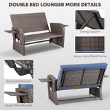 Outdoor Rattan Daybed Set with Multipurpose Ottoman & Side Tray, NDS Series - Belord