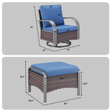 Patio Conversation Set 4-Piece with 2 Swivel Glider Chairs, 2 Ottoman, HW Series - Belord