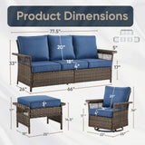 Sofa Set with Swivel Glider Chairs and Ottoman, SS Series - Belord
