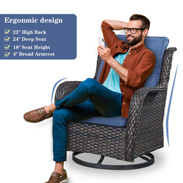 Save 60% - Swivel Glider Chairs Set with Side Table, NTC Series - Belord