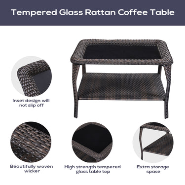 Save 50% - 7-Piece L-Shaped Patio Sectional Sofa Set + Wicker Coffee Table, NTC Series - Belord