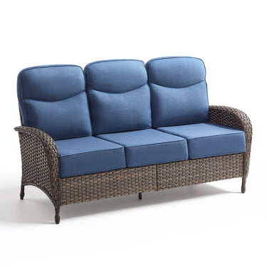 Premium 1-Piece Patio Sofa with Upgraded 6" Cushions – All-Weather Hand-Woven Wicker, High-Back Comfort for Garden & Front Porch, ND Series - Belord