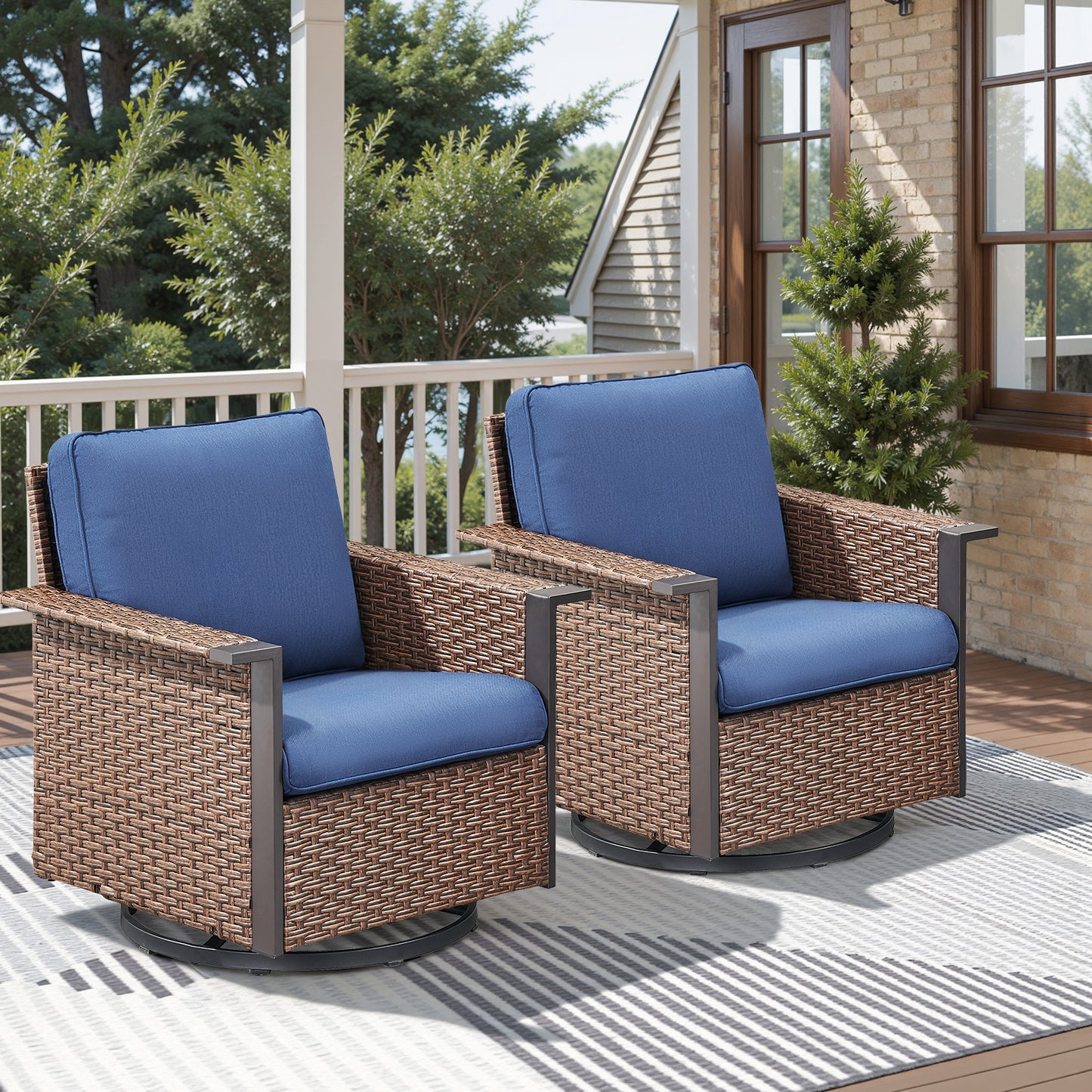 Patio Wicker Swivel Chairs Set Of 2, WNG Series