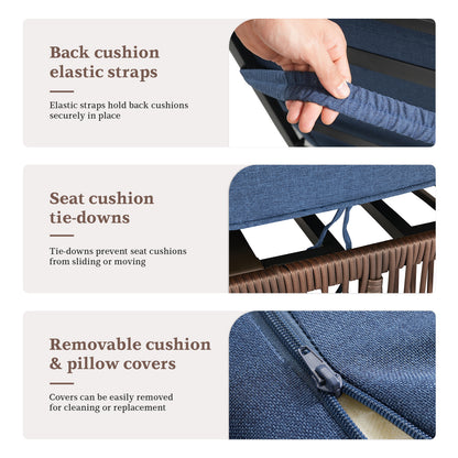 3-Piece Ultimate Comfort Lounge Set – 2 Adjustable 76.8" Chaise Lounges with 5-Inch Cushions + Side Table, NTC Series