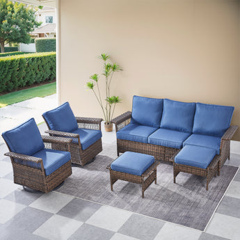 Sofa Set with Swivel Glider Chairs and Ottoman, SS Series - Belord