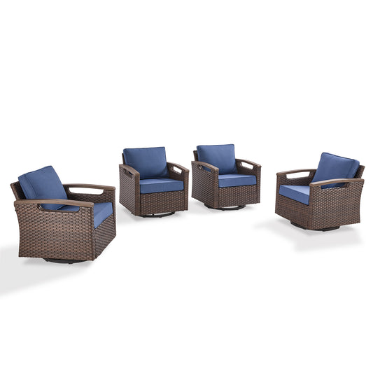 Luxury 4-Piece Patio Furniture Set with Swivel Rocking Chairs - Heavy Duty All-Weather PE Wicker, BBR Series