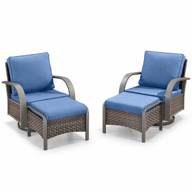 Patio Conversation Set 4-Piece with 2 Swivel Glider Chairs, 2 Ottoman, HW Series - Belord