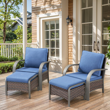 Patio Conversation Set 4-Piece with 2 Patio Chairs, 2 Ottoman, HW Series - Belord