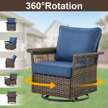Swivel Glider Chairs Set with Ottoman and Side Table, SS Series - Belord