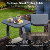 Belord 2-Person Outdoor Wicker Glider Loveseat with Integrated Side Table & Cushioned Seats, NTC Series - Belord
