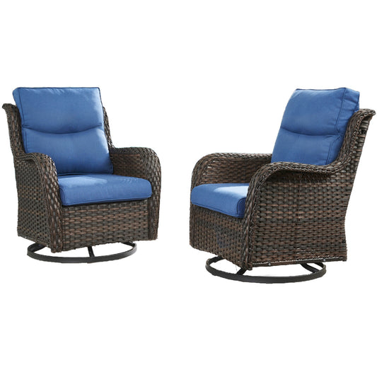 2PC Backyard Rattan Swivel Glider Chairs with 5" Thick Cushions – NTC Series