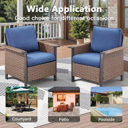 Outdoor Patio Furniture Set (8-Piece): All-Weather Wicker Sofa & 4 Patio Chairs & 2 Ottomans & Side Table, WNG Series