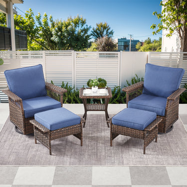Swivel Glider Chairs Set with Ottoman and Side Table, SS Series - Belord