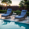 3-Piece Outdoor Wicker Lounge Set – 2 Adjustable 75" Chaise Lounges + Side Table, All-Weather Rattan, NTC Series - Belord