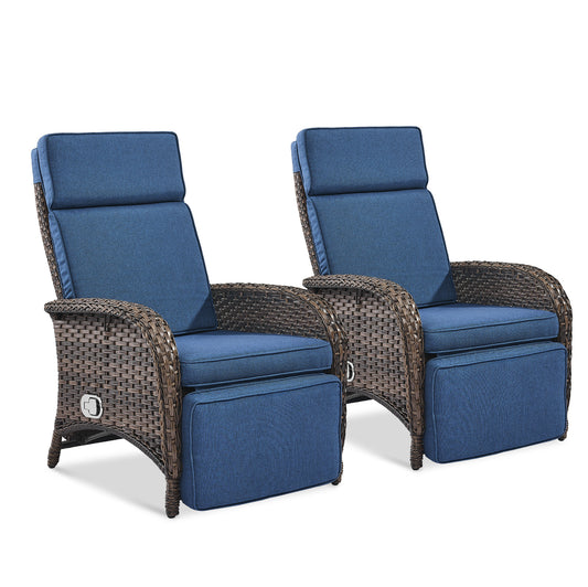 108°→155° Adjustable Chaise Lounge Set (2-Piece) - All-Weather PE Wicker & Steel Frame Reclining Outdoor Daybed | NDS Series