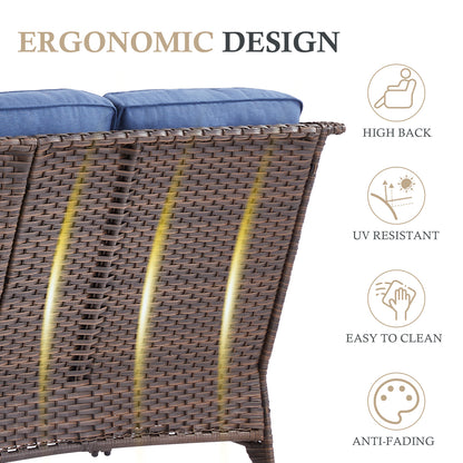 Premium 4PCS Patio Conversation Set for Backyard & Deck, Hand-Woven Rattan Sofa, Swivel Chairs & Coffee Table with 6" Cushions, NT Series