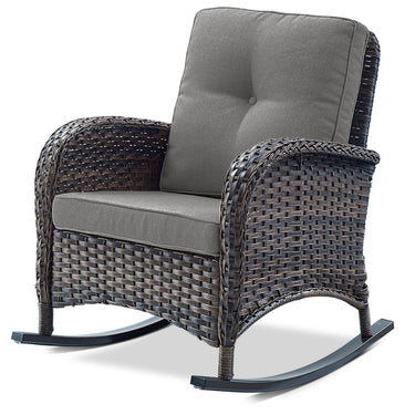 Patio Single PE Wicker Rocking Chair with Thick Cushions, NDS Series - Belord