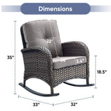 Patio Single PE Wicker Rocking Chair with Thick Cushions, NDS Series - Belord