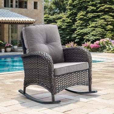 Patio Single PE Wicker Rocking Chair with Thick Cushions, NDS Series - Belord