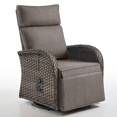 Premium Dual-Adjust Swivel Chaise - Patio Recliner with Customizable Backrest & Footrest, Luxury All-Weather Wicker - Belord