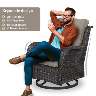 Save 60% - Outdoor 2PC PE Rattan Swivel Glider Chairs, NTC Series - Belord