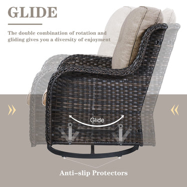 Save 60% - Outdoor 2PC PE Rattan Swivel Glider Chairs, NTC Series - Belord