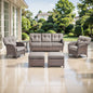 T Series 5-Piece Patio Set: 3-Seater Sofa + 2 Patio Chairs + Side Table + 2 Ottomans – All-Weather PE Wicker with 5" Thick Cushions