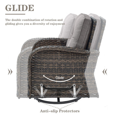 Patio Single PE Wicker Swivel Glider Chair with Thick Cushions, NDS Series - Belord