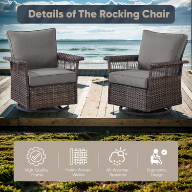 Outdoor 4" Wide Armrest Swivel Glider Chairs, SS Series - Belord