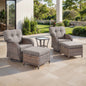 5-Piece Outdoor Patio Set: 2 Swivel Rocker Chairs + Side Table + 2 Ottomans – 5" Thick T-Back Cushions, All-Weather PE Wicker, T Series