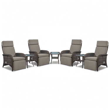 Premium 7-Piece Patio Conversation Set - 4 Adjustable Recliners & 3 Side Tables with 155° Lay Flat Chaise, NDS Series - Belord