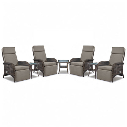Premium 7-Piece Patio Conversation Set - 4 Adjustable Recliners & 3 Side Tables with 155° Lay Flat Chaise, NDS Series