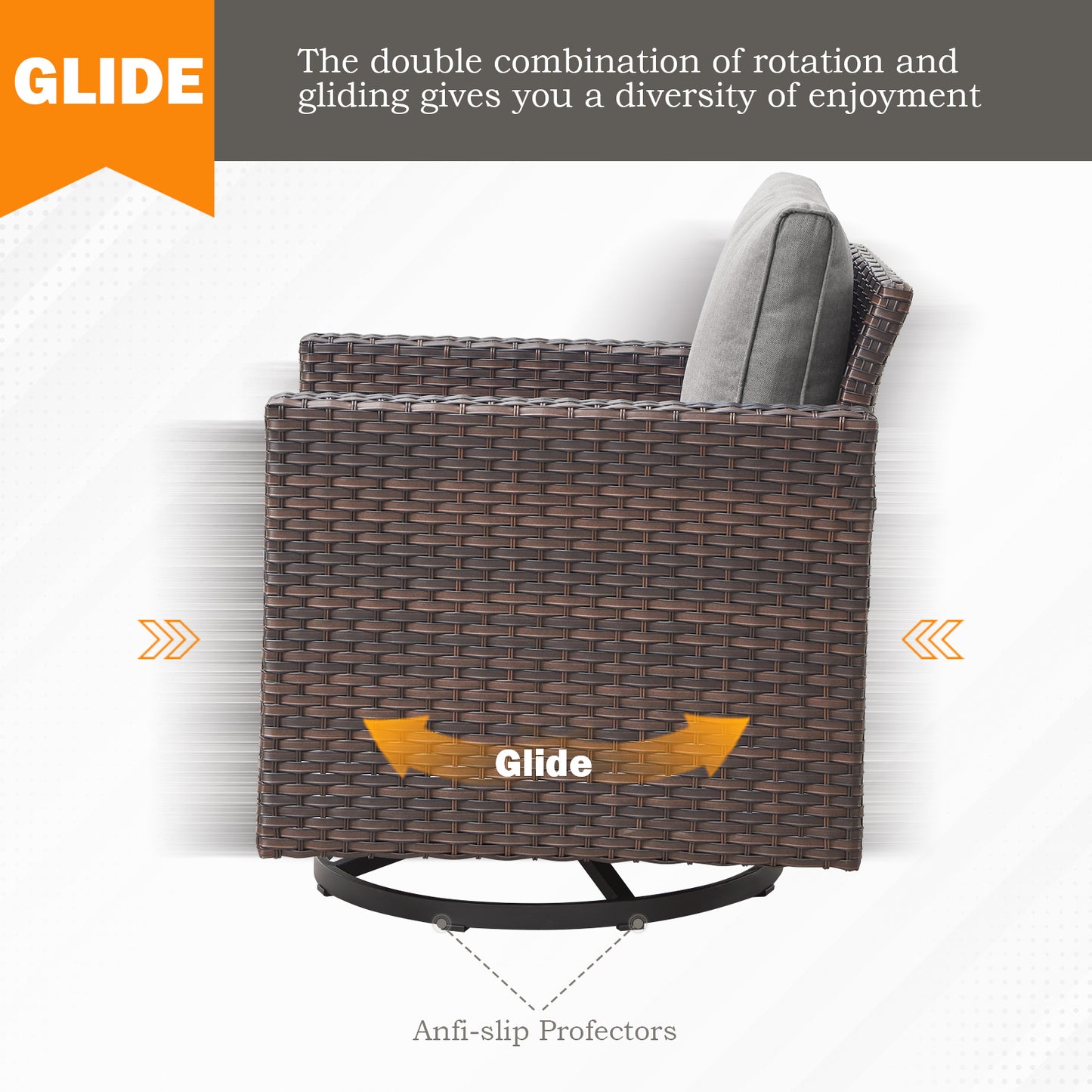 Outdoor 1-Piece Swivel Glider Chairs- 350LBS Weight Capacity, GRS Series