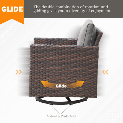 Outdoor 1-Piece Swivel Glider Chairs- 350LBS Weight Capacity, GRS Series