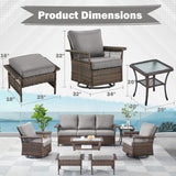 Swivel Glider Chairs Set with Ottoman and Side Table, SS Series - Belord