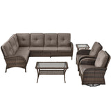 Large Sectional Set 10-Piece with Swivel Glider Chairs, Coffee Table, and Side Table, NDS Series - Belord