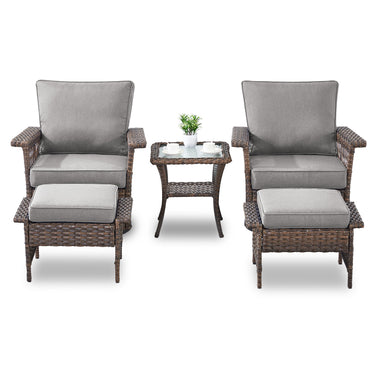 Swivel Glider Chairs Set with Ottoman and Side Table, SS Series - Belord