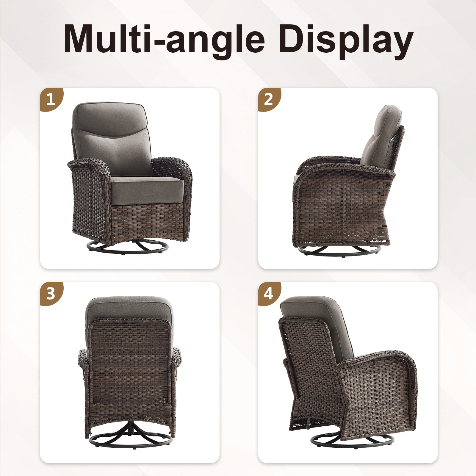 Spacious 8-Piece Patio Furniture Set with Split Fire Pit Table – High-Back Swivel Seating for Backyard Hosting, ND Series - Belord