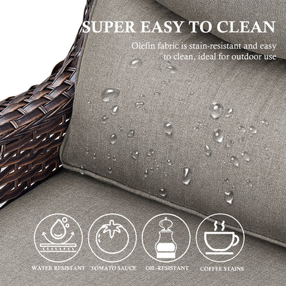 4PCS Outdoor Patio Fire Pit Set for Garden Parties, Rattan Sofa & Swivel Chairs with Rectangular Fire Table and Wind Glass, NT Series