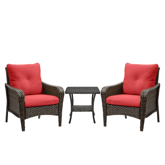 Save 50% - 3-Piece Wicker Patio Bistro Set – Outdoor Rattan Conversation Set with 2 Chairs & Side Table for Porch