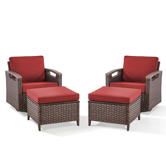 Premium 4-Piece Patio Conversation Set - Luxury Swivel Rocking Chairs with 2 Ottomans, All-Weather PE Wicker & Plush Cushions - BBR Series