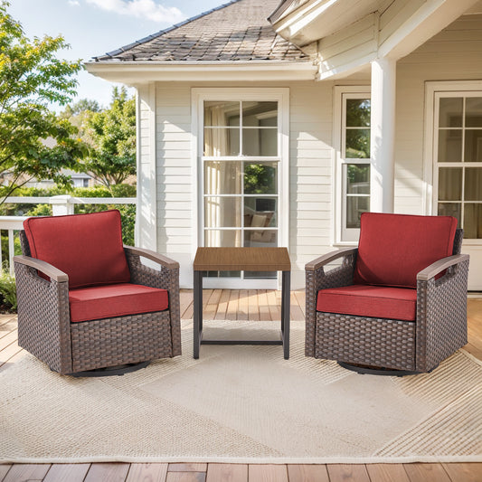 Heavy-Duty 3-Piece Outdoor Swivel Glider Set with Metal Side Table, BBR Series