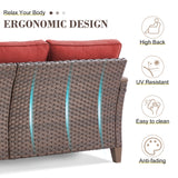 BBR Series 3-Piece Patio Set: 1 Sofa + 2 Ottomans - PE Wicker with Thick Cushions - Belord