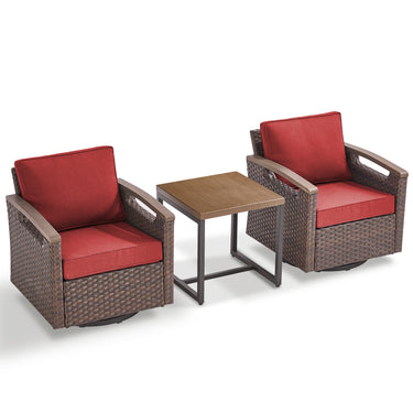 Heavy-Duty 3-Piece Outdoor Swivel Glider Set with Metal Side Table, BBR Series - Belord