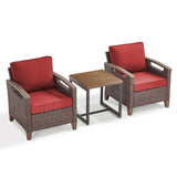 BBR Series 3-Piece Patio Set: 2 Swivel Chairs + Side Table - PE Wicker with Thick Cushions & Weather-Resistant Metal Frame - Belord