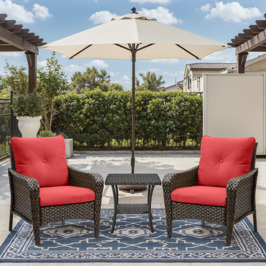 Save 50% - 3-Piece Wicker Patio Bistro Set – Outdoor Rattan Conversation Set with 2 Chairs & Side Table for Porch