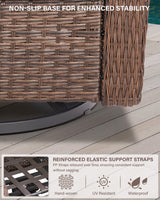 8-Piece Luxury Outdoor Wicker Set - 2 High Back Swivel Glider Chairs + 2 Rattan Sofa, Coffee Table & Ottoman, Ovolo Series - Belord