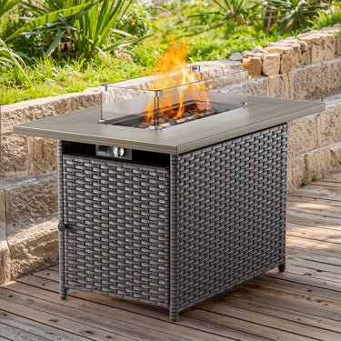 Rectangular Fire Pit Table with Glass Cover - Belord